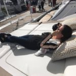 Bryony catching some sun on a Princess Yacht